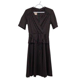 Vintage Place De La Mode by Sears Short Sleeve Red Black Polka Dot A-line dress
